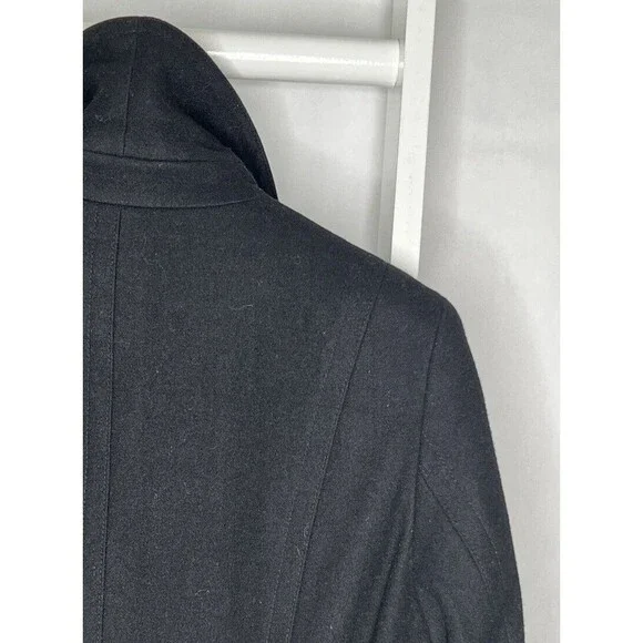 Calvin Klein Peacoat Womens 10 Black Jacket Wool Double Breasted Pocket Neck - Picture 15 of 16